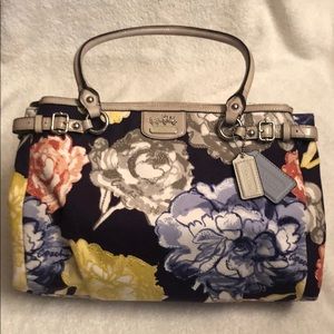 Coach Madison Kara Carryall Floral Gray Patent